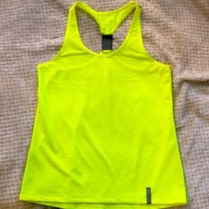 Mesh neon yellow exercise, running tank
